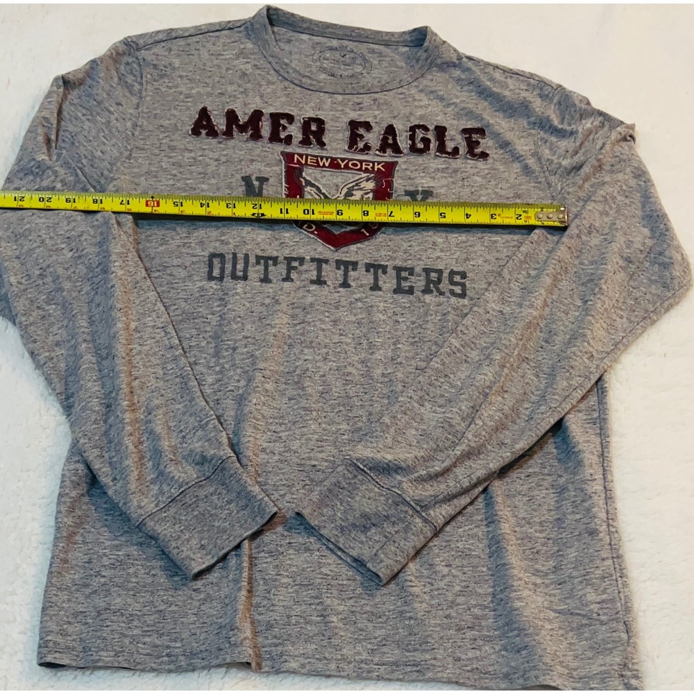 American Eagle Outfitters Mens Athletic Fit Graphic Long Sleeve Tee Gray Large - Picture 2 of 6